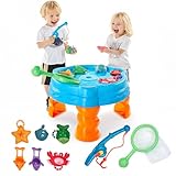 VEVOR Wassertisch, Spieltisch, Wasserspieltisch, Wasserspielset mit 9-teiligem Spielzeugzubehör, Sommer-Wasseraktivitätstisch mit Angelspielset für Jungen und Mädchen ab 3 Jahren