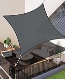 LOVE STORY Sonnensegel 2x2m Wasserdicht Rechteckig Anthrazit Sonnenschutz Windschutz Segel PES Polyester,95% UV-Schutz für Außenbereich, Terrasse, Balkon, Garten