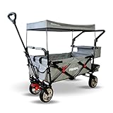 FROSAL Bollerwagen faltbar mit Dach Leo Silbergrau Soft | Transportwagen klappbar für Kinder