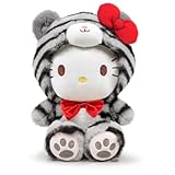 Zaloife Kuscheltier Grau Tiger, Plüschtier Plush 25cm, Stofftier Plüsch Spielzeug Puppe Geburtstage Party Festival Geschenk für Mädchen Jungen Kinder Fans