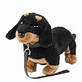 Plüschtier Dackel 28 cm Kuscheltier Hund schwarz-braun mit Leine Uni-Toys Plüschhund Plüschtiere Hunde