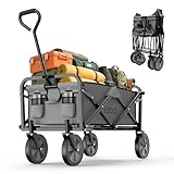 Toboli Bollerwagen faltbar Offroad grau, Faltbollerwagen belastbar bis 100 kg, Klappbollerwagen für Strand, Garten, Einkäufe