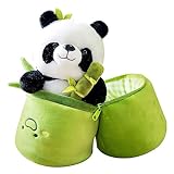 DAWRIS Panda Kuscheltier Weiche Stofftier Panda Kuscheltier Kawaii 2 in 1 Süße Pandas Stofftier Puppen Flauschige Panda-Puppe Schlafkissen Wurfkissen für Kinder und Freundin