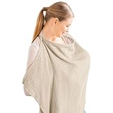 Roysmart Musselin-Stillbezug für Babys, Stillbezug für Babys, Weicher und Atmungsaktiver Stillschal, Stilltuch für Unterwegs Stillschal Stillschürze, Stillschal für Baby Mutter (Khaki)