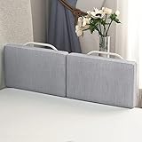 HENGMEI Bettgitter Bettschutzgitter 50cm Bettgitter Höhenverstellbar Absturzsicheres Bettgitter, 40-60cm Verstellbares Stahlrohr, Leinengrau