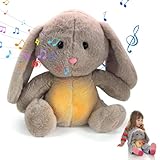 Schlummer Kuscheltier, Weihnachten Baby Geschenk Schlummer Kuscheltier mit Herzschlag Atembewegung und Musik, Schlummer Plüschtier, Einschlafhilfe für Neugeborene (A-Schlummer Kuscheltier Hase)