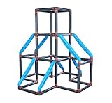 BIG 800055700 Kraxxl The Tower Kletterturm-Klettergerüst Outdoor für Kinder von 3-7 Jahre (max. 100 kg) -Spielturm zum Klettern auf 3 Etagen mit innovativem klick-System, 140 x 140 x 140 cm, Grau