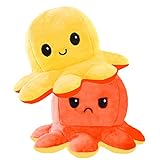 G-LOVELY'S Octopus Plüschtiere, Wende Oktopus, Tintenfisch zum Wenden, Oktopus Plüsch Wenden, krake plüschtier, Krake Kuscheltier, Octopus Spielzeug Geschenke für Kinder(Orange-Gelb)