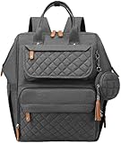 VKFOFEG Wickeltasche Groß Rucksack Baby Wickelrucksäcke Wickelrucksack mit Tragbarer Wickelunterlage, Babytasche Multifunktional, Diaper Bag für Mama und Papa (Grau)