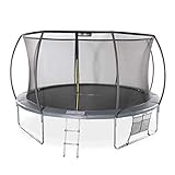 Alice's Garden - Trampolin Rund Ø 430cm Farbe Grau -Venus Inner XXL- Gartentrampolin mit Innenschutznetz, Leiter, Abdeckplane, Schuhnetz und Bodenankerset