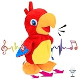 Hopearl Sprechender Papagei Wiederholt Gesagtes Laufend Elektrisch Interaktiv Animiertes Spielzeug Sprechendes Plüschtier Geburtstagsfest für Kleinkinder Geburtstag, 20 cm