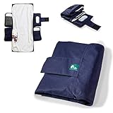 balu - Wickeltasche mit integrierter Baby Wickelunterlage für unterwegs 86 x 38 cm - weiche Flanell Wickelunterlage waschbar - außen wasserdicht und abwaschbar - Baby Organizer (Peacoat Blau)