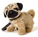 Uni-Toys - Mops, stehend (mit Leine) - 21 cm (Höhe) - Plüsch-Hund, Haustier - Plüschtier, Kuscheltier