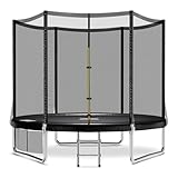 JUMMICO Trampolin Outdoor Ø 183/228/305/366/427 cm, Gartentrampolin für Kinder mit Leiter und Seitentasche (Schwarz,228cm)