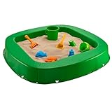 BURI Premium Sandkasten aus Kunststoff 150 x 150 x 20 cm, Grün, Made in Germany – Robuster Buddelkasten für den Garten, Kinderspielzeug zum Buddeln mit Sand oder Kies, sehr stabil & hochwertig