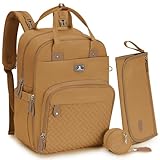 Dikaslon Wickeltasche Rucksack Großer Wickelrucksack mit Multifunktions-Babytaschen und mobiler Wickelauflage - Schnullerhalter und Kinderwagengurte - für Mama und Papa, Einheitsgröße, Beigebraun
