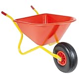 Ravendo Schubkarre Kinder Garten Kinderschubkarre Schubkarren Vollgummirad BJ 350 | 50kg Tragkraft | sehr hohe Qualität | einteiliger Rahmen geschweißt | Kunststoff Mulde rot | 35 Liter | 6kg