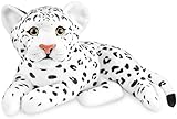 BRUBAKER Leopard Kuscheltier - 30 cm Stofftier - Baby Plüschtier Raubkatze Liegend - Kinder Plüsch Spielzeug - Weiß