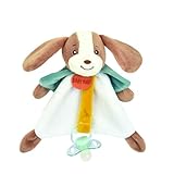 Baby Nat BN6026 Kuscheltier mit Schnullerbefestigung, Lucien der Hund, 17 cm – Kuscheltier für Babys, Unisex, mit weichen Ohren und Bändern – Plüsch-Schnuller-Befestigung, waschbar 30 °, Geschenk zur