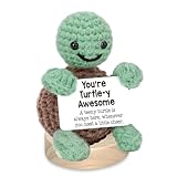 Twinsun Lustiges Geschenk, positive Schildkröte, emotionale Unterstützung, Plüschtiere mit Karte, kreative niedliche Wolle, emotionale Unterstützung, Plüsch, lustige Geschenke für Frauen und Männer