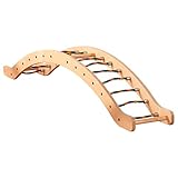 Kletterwippe, Kinderwippe, Wippe aus Holz mit buten Seilsprossen, Kindergarten