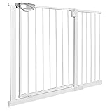 UISEBRT Treppenschutzgitter Türschutzgitter Ohne Bohren Treppengitter Türgitter Baby für Breiten 105-115 cm, Selbstschließend, Einhändiges Öffnen Metall Gitter, Weiß