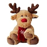 Toyvian Plüsch-Rentier 29 cm Weihnachts-Rudolph-Puppe Weihnachtsplüsch-Moos-E-Stofftier Elch-Plüschtier Weihnachtsdekoration Heimdekoration Tischdekoration Sitzend