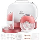 Robofun 2er-Pack Milchpumpe Elektrisch Freihändige, Leise Doppelmilchpumpe, 4 Modi und 12 Stufen, 19/21/24mm Flansh, Anti-Überlauf, Elektrische Milchpumpe Handsfree mit Aufbewahrungsbox- Rosa