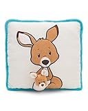 NICI Kissen Känguru mit Kängurubaby 7cm 30x30cm - braun - Flauschiges Kuscheltierkissen für Jungen, Mädchen, Babys und NICI Kuscheltierliebhaber, Kuschelkissen für Zuhause oder unterwegs - 61730