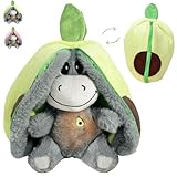 YOUYIKE Avocado Esel Kuscheltier, Atmendes Kuscheltier mit 4 Beruhigungsmodi & Orangem Nachtlicht – Schlummer Kuscheltier für Babys, Geschenk zur Geburt