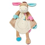 Fehn 081299 Schmusetuch Deluxe Esel – Stofftier-Schnuffeltuch mit Befestigungsring für Schnuller zum Greifen, Fühlen und Liebhaben für Babys und Kleinkinder ab 0+ Monaten