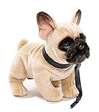 Uni-Toys - Französische Bulldogge (beige), mit Leine - 27 cm (Länge) - Plüsch-Hund, Dogge, Haustier - Plüschtier, Kuscheltier