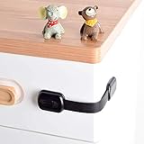 Kindersicherung für Schrank und Schubladen (6 Stück), Schranksicherung für Baby und Kinder, Schrankschloss mit 3M Kleber ohne Bohren, Schubladensicherung für Schränke und Kühlschrank - Schwarz