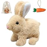 donciety interaktives Kaninchen Spielzeug, Bunny Realistisches Kaninchen, Realistisches Hasenspielzeug Kuscheltier Hase Hüpfendes Kaninchen My Realistic Toy für Kinder (Gelb)