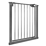 UISEBRT Türschutzgitter Ohne Bohren Treppenschutzgitter für Kinder 75-85cm breit, Auto-Close Baby Schutzgitter Metall Gitter Schwarz