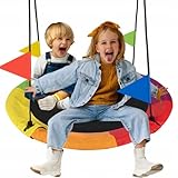 Kruzzel Nestschaukel Outdoor für Kinder & Erwachsene – Ø100 cm – Bis 160 kg – Wetterfest – Gartenschaukel mit Sicherheitsgurten & Metallrahmen, Für 2 Kinder