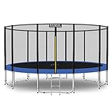 Baunsal® Trampolin Outdoor Ø 427 cm (EXD) blau-schwarz Komplettset Sprungmatte mit Netz und Leiter Gartentrampolin Outdoor Spielzeug Kinder Trampolin Kinder Outdoor Spielzeug Garten
