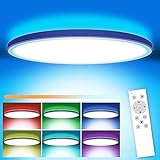 MILFECH 24W LED Deckenleuchte Dimmbar mit Fernbedienung, Deckenlampe RGB Farbwechsel 3200LM IP54 Rund für Schlafzimmer Kinderzimmer Küche Wohnzimmer, 3000K-6000K, Rgb+kaltweiß+warmweiß