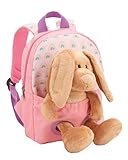 NICI Rucksack 21x26cm rosa mit Plüschtier Hase 25cm - Abnehmbarer Pluschspielzeug Weich Flauschig, Kindergarten Rucksack mit Kuscheltier für Jungen und Mädchen - 61763