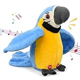 GEWDW Sprechender Papagei Spielzeug,Nachsprechendes Plüschvogel Papagei,Papagei Vogel Plüschtier mit Wiedergabefunktion,Talking Parrot Plüsch Spielzeug für Kinder Geburtstags (Blue)