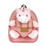 PERLETTI Kuscheltier Rucksack mit Plüsch Tier - Weich Pluschspielzeug Tasche Kinder mit Pluschtier - Kindergarten Kindertasche Flauschig Kleine Mädchen Jungen 3 4 5 6 Jahre - 27x21x9 cm (Einhorn)