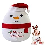 POPOYU Weihnachten Plüsch,8’’ Kleines Kuscheltier Schneemann Stofftier Gefüllte Plüschpuppe,Weihnachten Squishmallows Plüschkissen Spielzeug für Kinder Mädchen Jungen Xmas Sofa Dekoration Geschenk