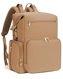 CEI-CEI Baby Wickeltasche/Rucksack mit Wickelunterlage, Wickelrucksack Groß, Windeltasche für Unterwegs Mommy Bag mit Isolierter Flaschentasche, Wasserdichtes Neoprengewebe (Braun)