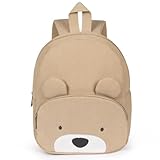 Aomig Plüsch Rucksack Kindergartenrucksack Kleinkind Rucksack Kindergarten Schultasche für Jungen Mädchen Tierischer Kinderrucksack Tier Cartoon Mini Tasche Kinder Rucksack für 2-6 Jahre (Bär-Khaki)
