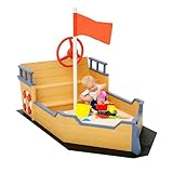 Outsunny Sandkasten Schaufel Sandkasten Sandkasten Schiff aus Tannenholz Segelschiff Piratenschiff Design groß für Kinder 3-6 Jahre Natur