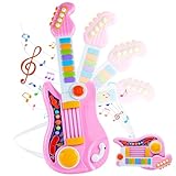Herenear Gitarre Kinder Spielzeug, 2 IN 1 Kinder Gitarrenspielzeug & Klavier Spielzeug, Kindergitarre Musikalisches, 4 Spielmodi multifunktionales Instrumentenspielzeug, Lernspielzeug Lerngeschenk