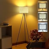Stehlampe Dreibein LED Standleuchte mit E27 Fassung dimmbar Stehleuchte aus Metall Stativ Stehlampe Schwarz für Wohnzimmer Schlafzimmer Kinderzimmer