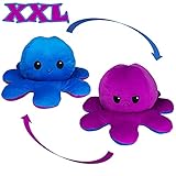 KUNSTIFY XXL Plüschtier Oktopus 40cm Stimmungs Oktopus Plüsch wenden Octopus Kuscheltier für Mädchen, für Kinder die Ihre Laune ausdrücken Krake Tintenfisch Geschenk für Freundin Blau Lila