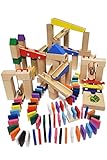 Calmado – 200 teiliges Kugelbahn/Murmelbahn Set für Mädchen/Jungen aus Buchenholz + Tasche + Anleitung