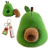 Rienan Capybara Kuscheltier,35cm Capybara Plüschtier,Capybara Kuscheltier XXL,Avocado Capybara Spielzeug,Abnehmbar Capybara Plush 2 In1,Geeignet für Kindergeburtstagsgeschenke,mit Schlüsselanhänger